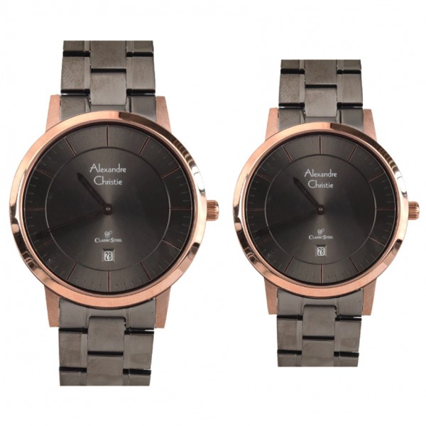 Alexandre Christie AC 8639 Rosegold Grey Couple